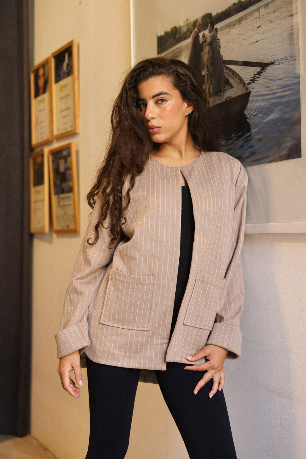 Pocket Lined Jacket - BEIGE