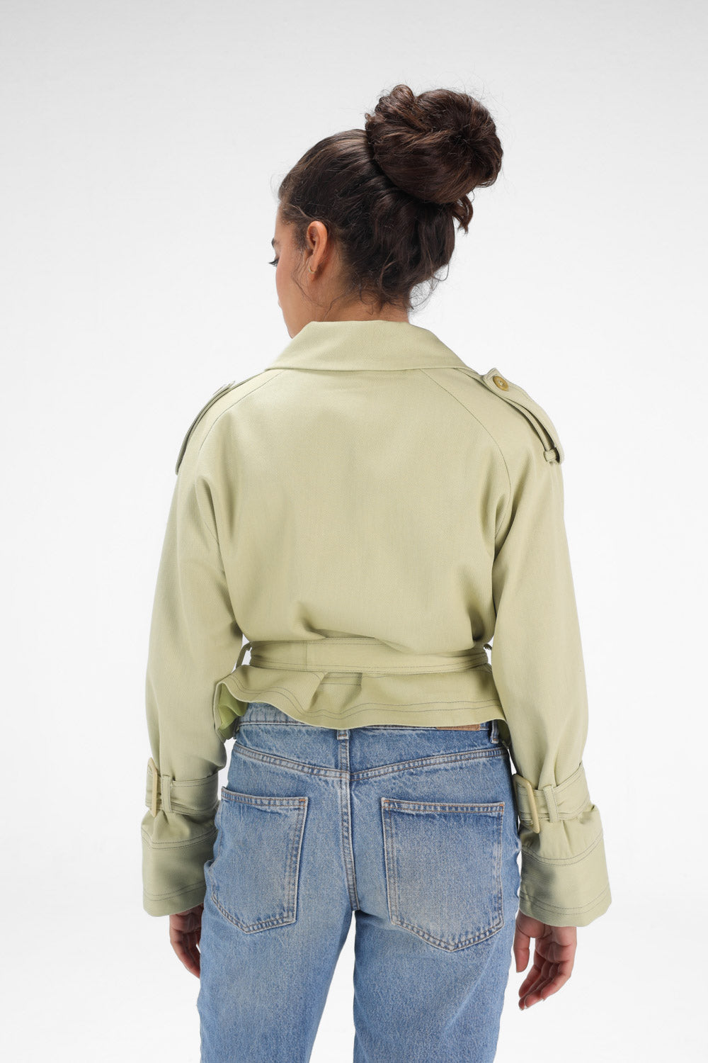 Cropped Trench Coat - pistachio