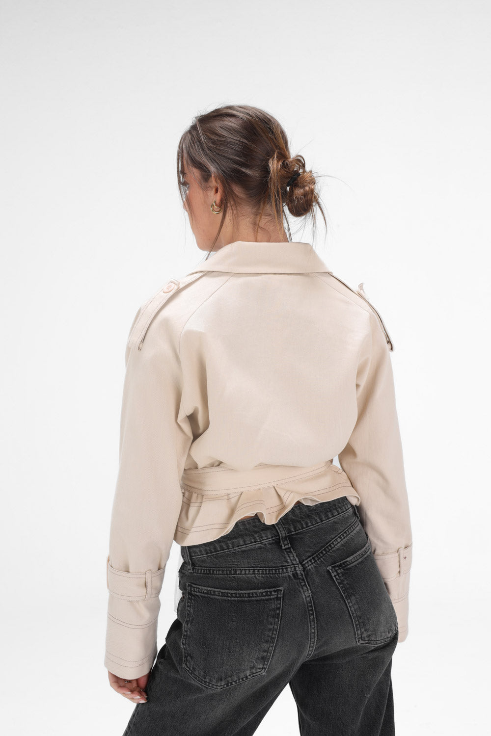 Cropped Trench Coat - Beige