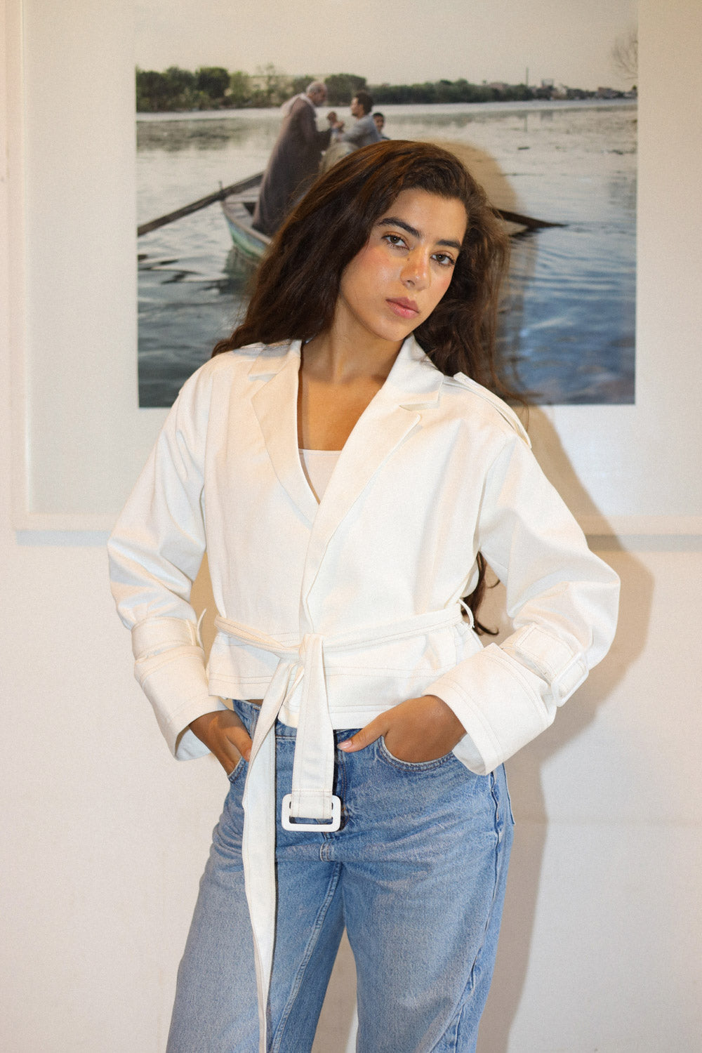 Cropped Trench Coat - Offwhite