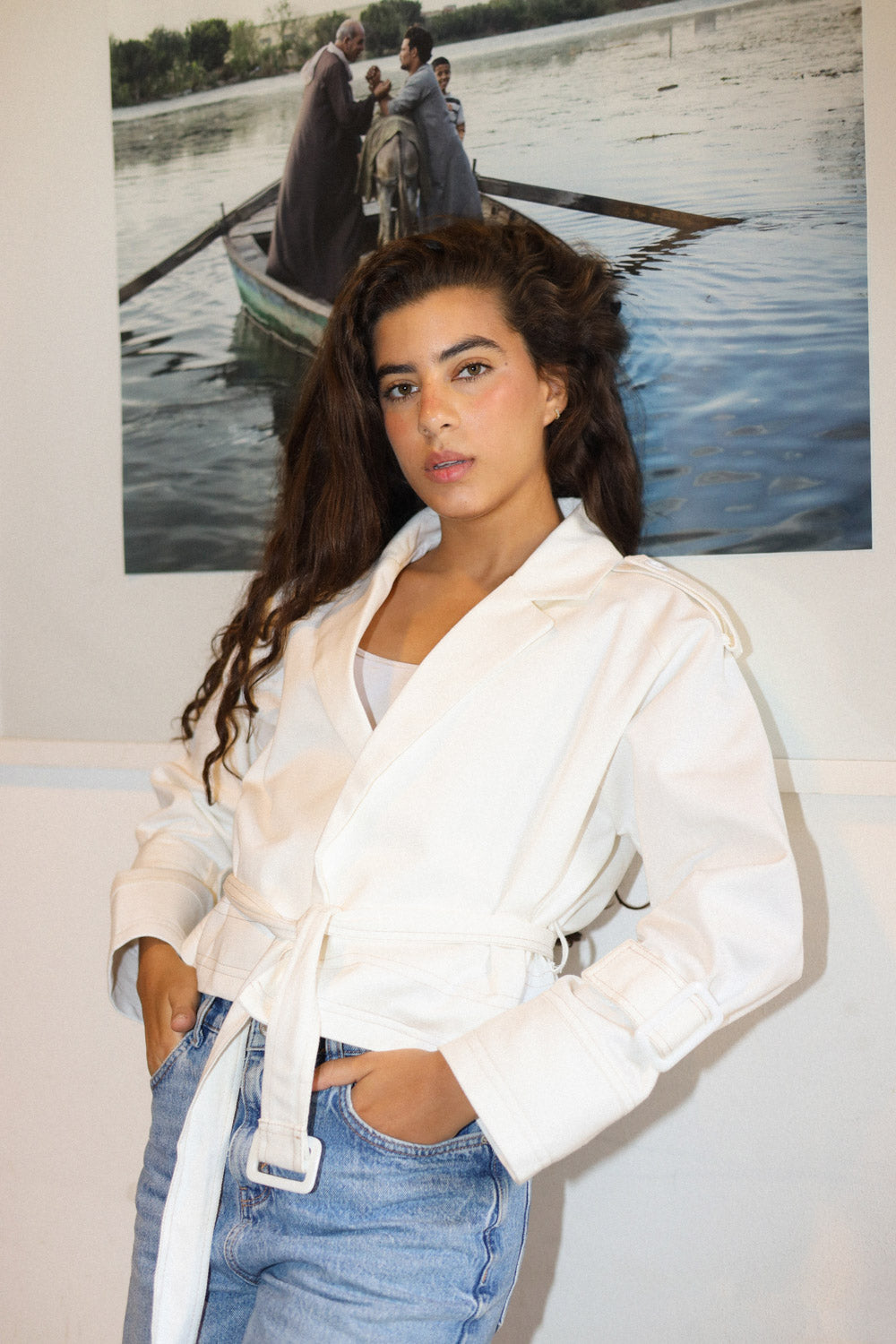 Cropped Trench Coat - Offwhite