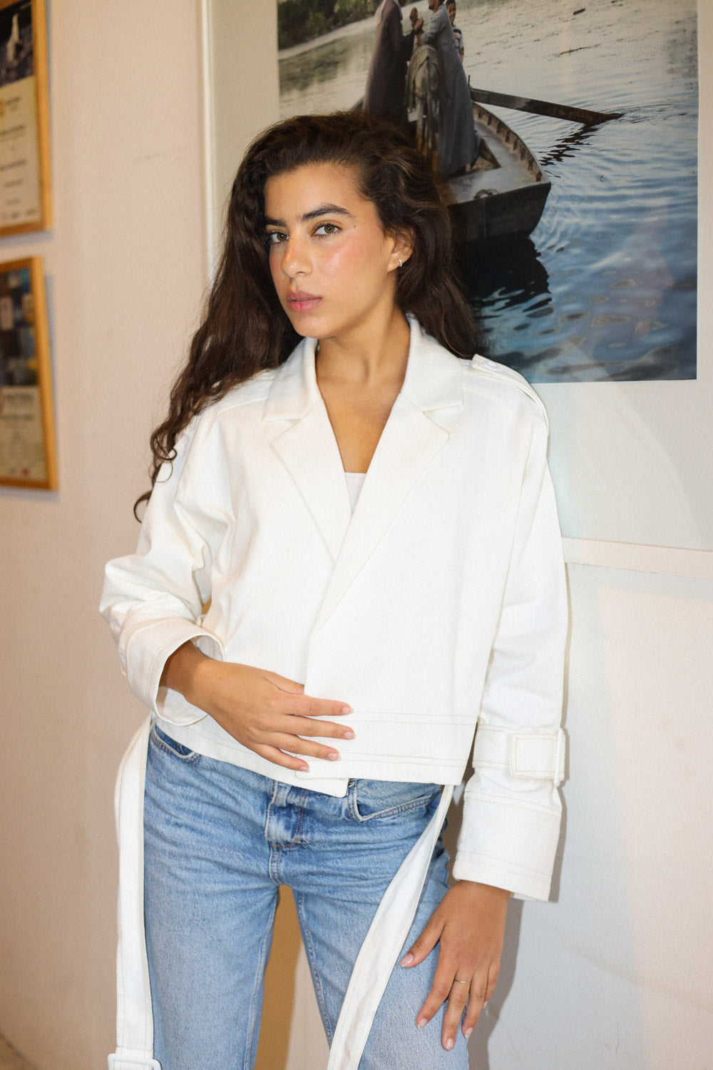 Cropped Trench Coat - Offwhite