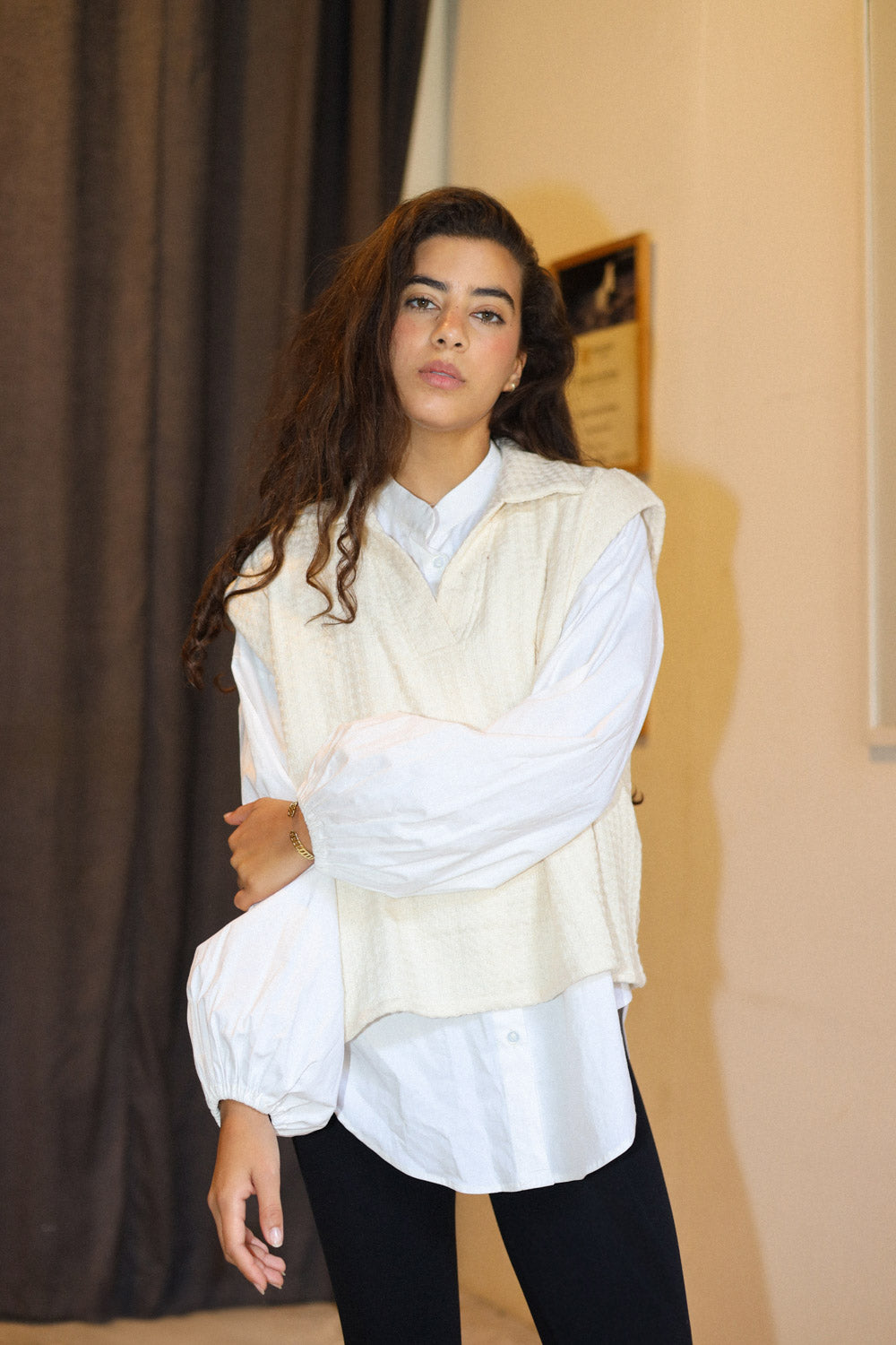 Knitted Vest - Beige