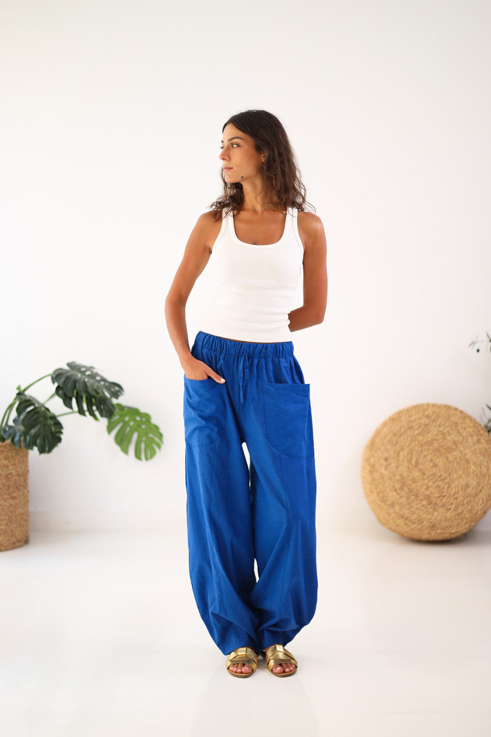 Ballon Pocket  Pants - Royal Blue