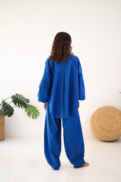 Ballon Sleeves Shirt - Royal Blue