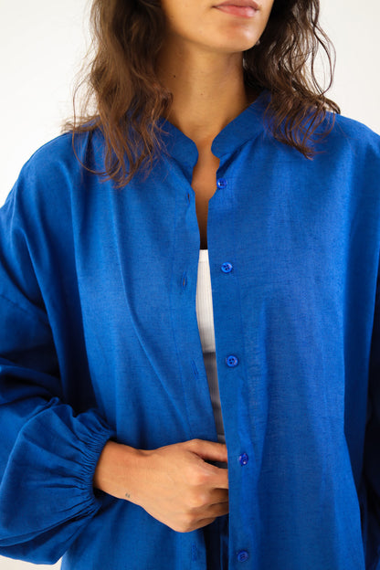 Ballon Sleeves Shirt - Royal Blue