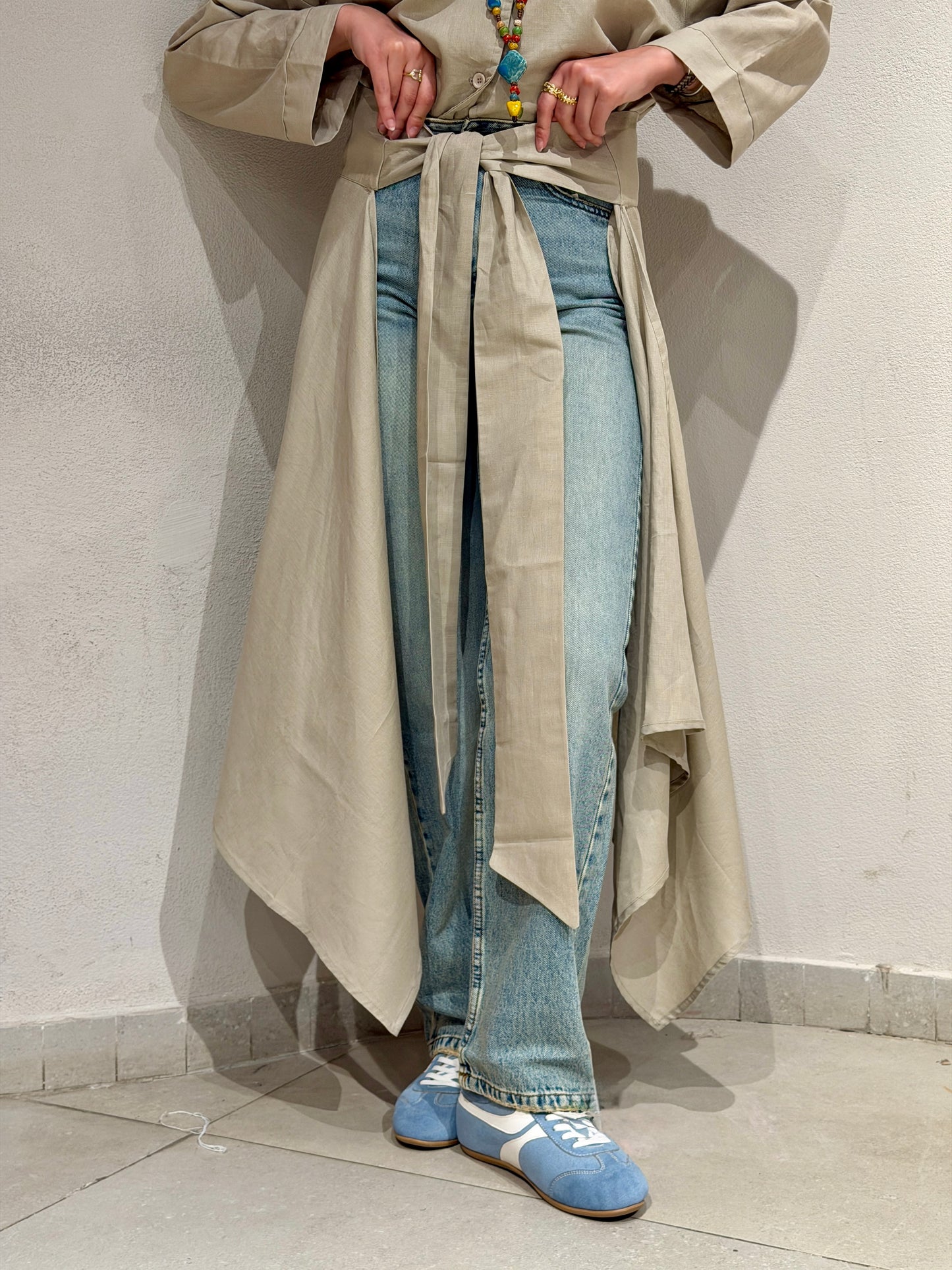 Wrapped Linen Skirt- Greige