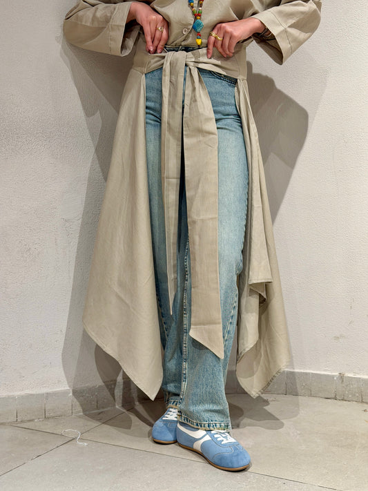 Wrapped Linen Skirt- Greige