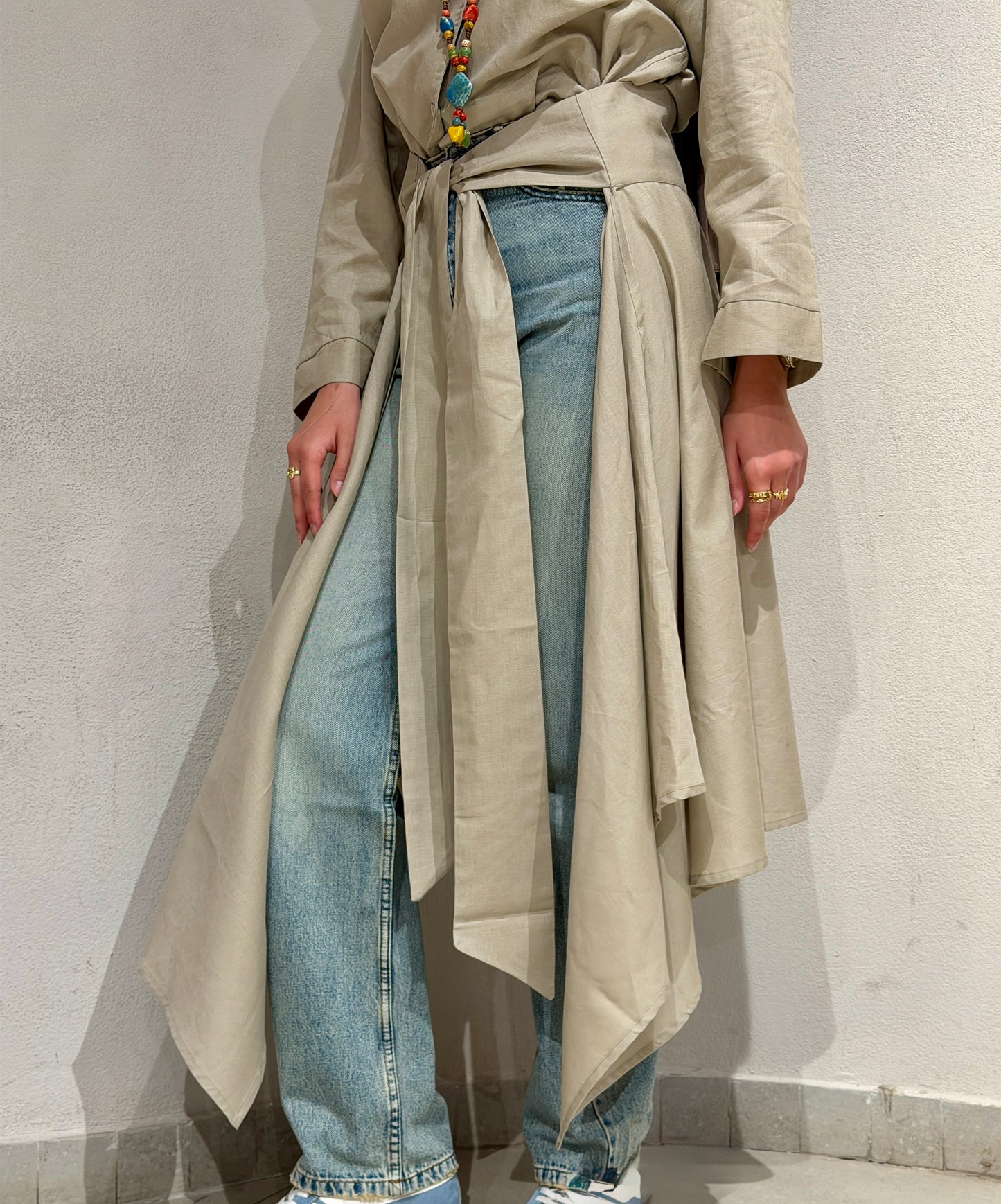 Wrapped Linen Skirt- Greige
