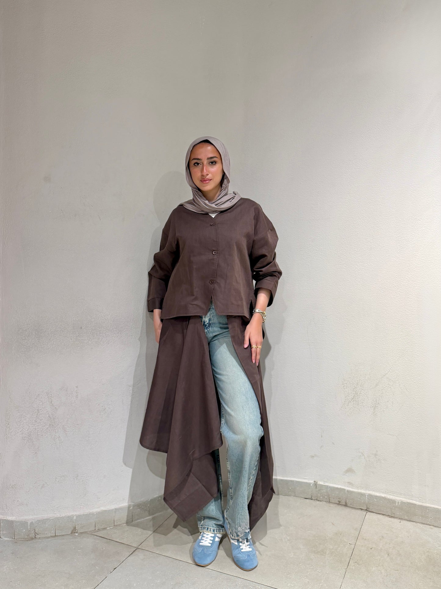 Pure Linen Shirt - BROWN