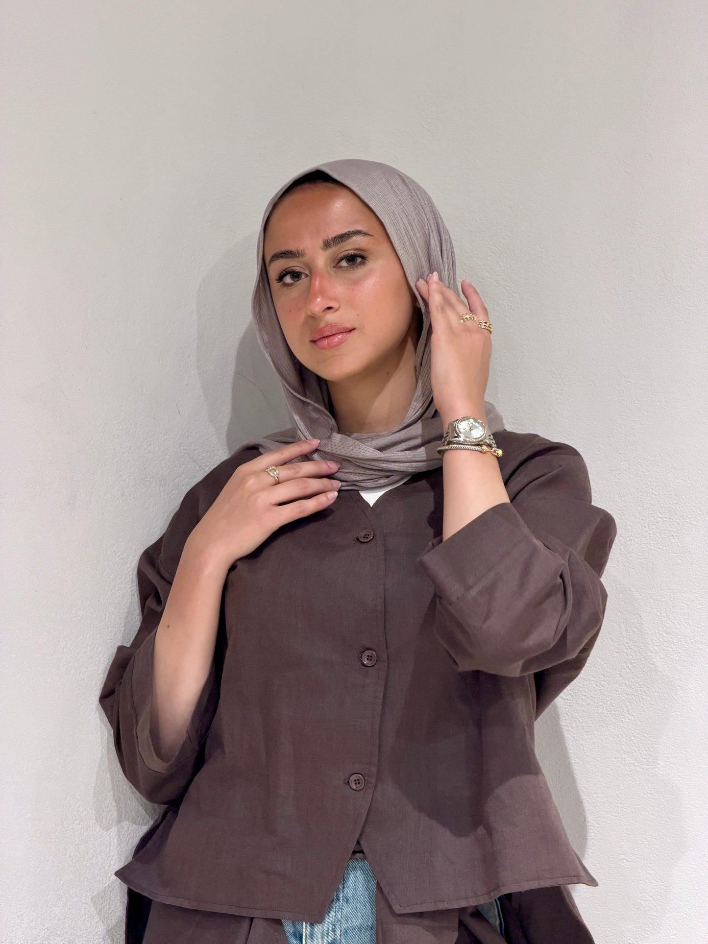 Pure Linen Shirt - BROWN