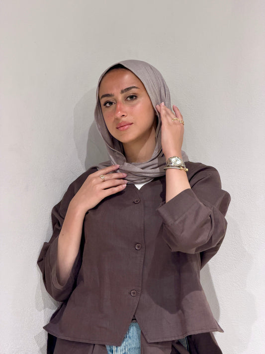 Pure Linen Shirt - BROWN