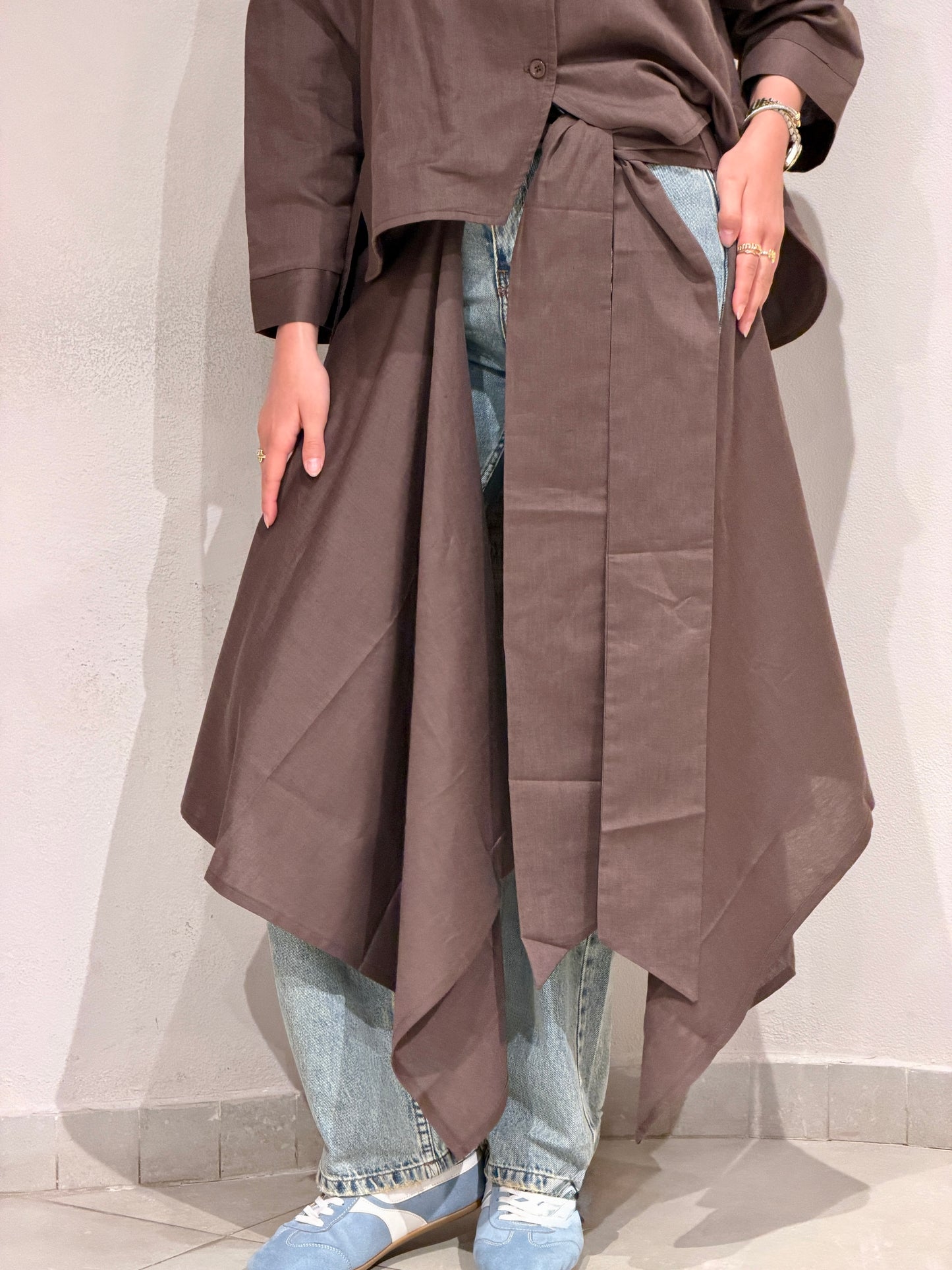 Wrapped Linen Skirt- BROWN