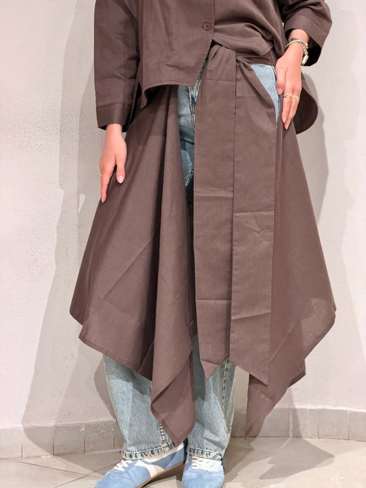 Wrapped Linen Skirt- BROWN