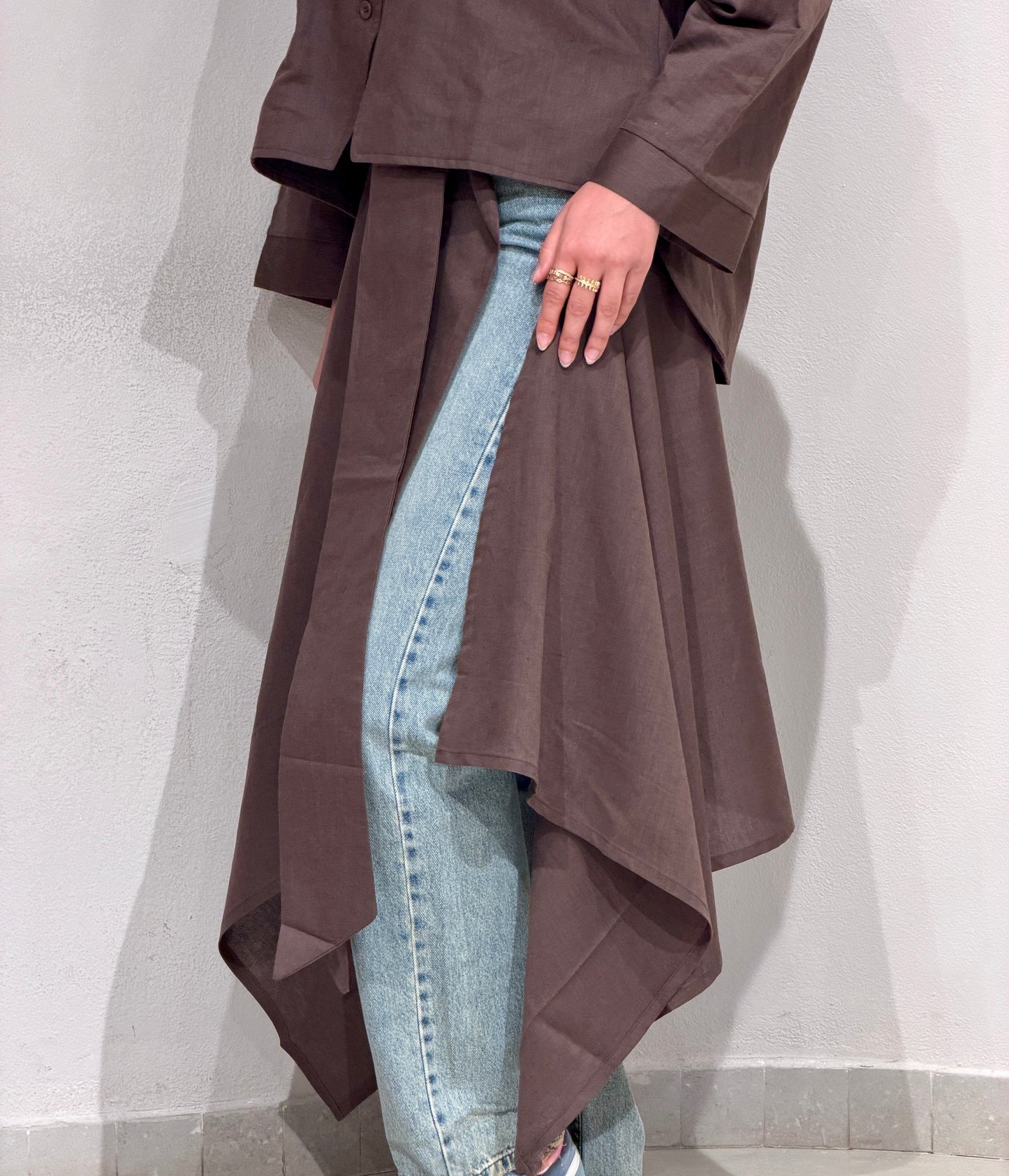 Wrapped Linen Skirt- BROWN