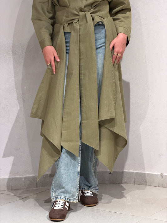 Wrapped Linen Skirt- DARK LIMR