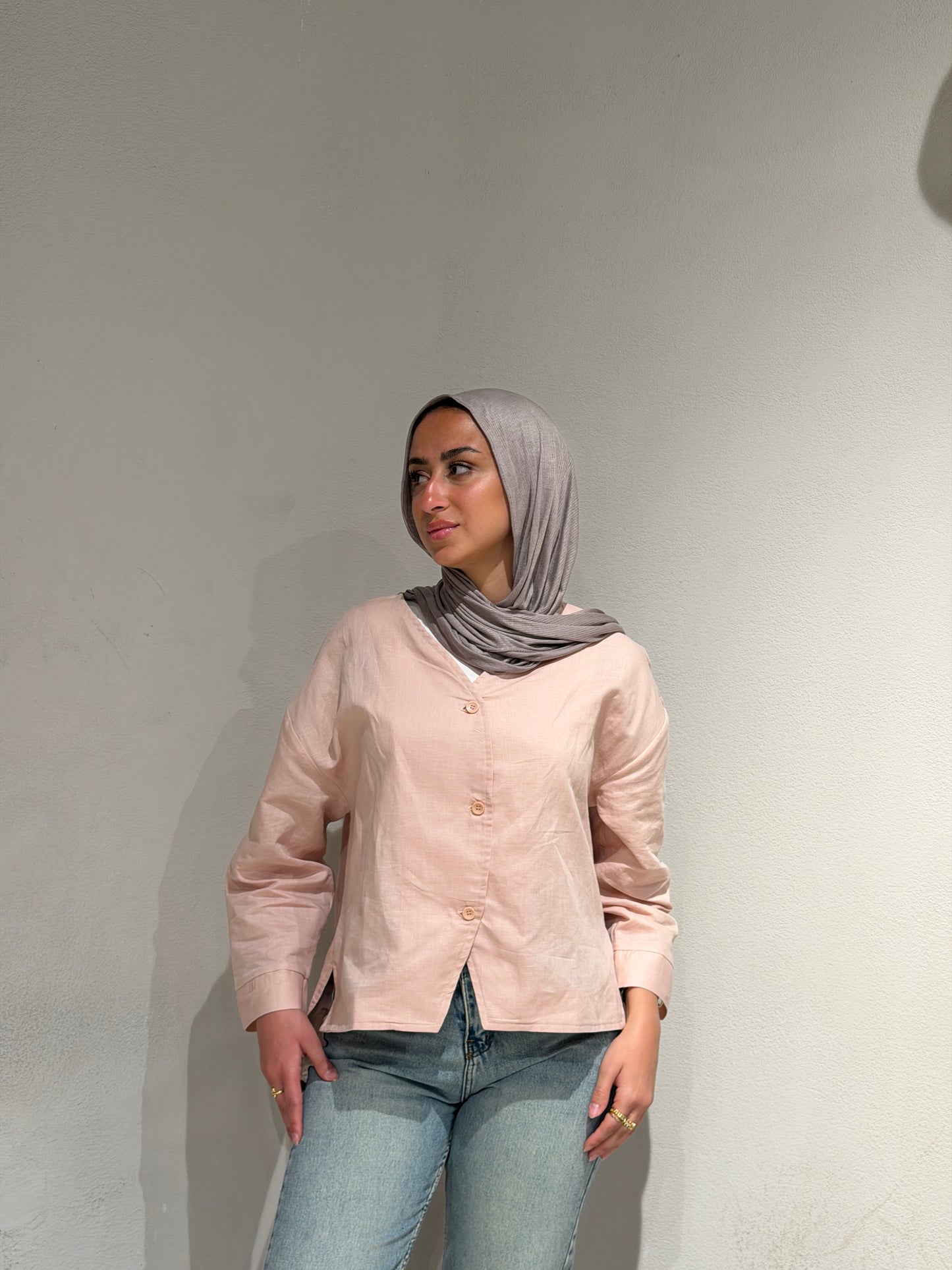 Pure Linen Shirt - POWDER PINK