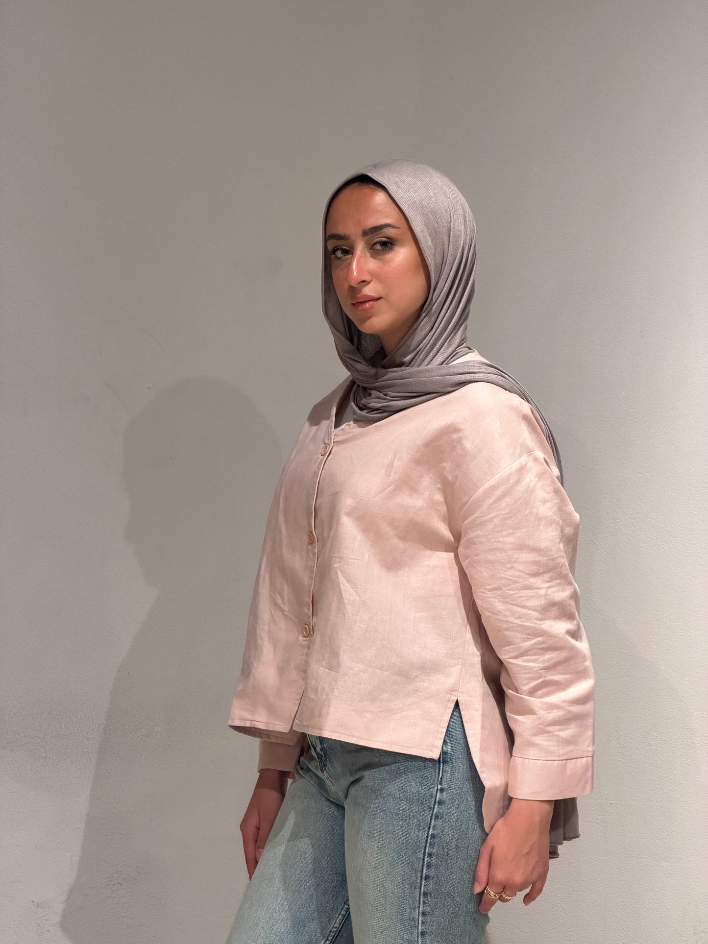 Pure Linen Shirt - POWDER PINK