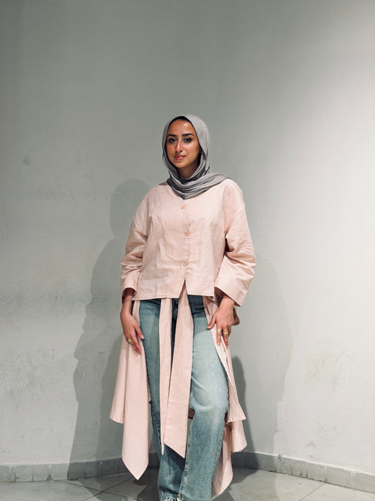 Pure Linen Shirt - POWDER PINK