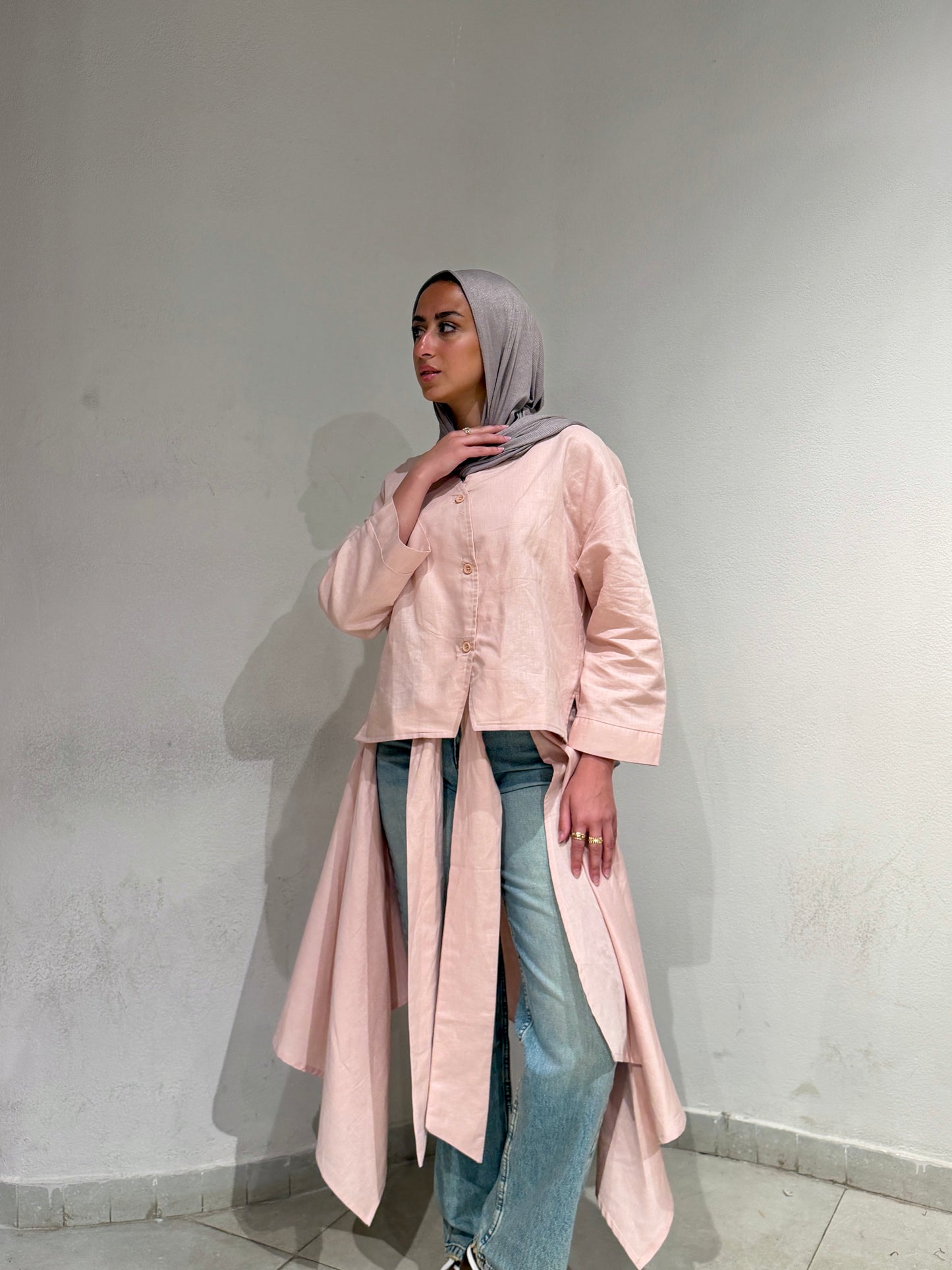 Wrapped Linen Skirt - POWDER PINK