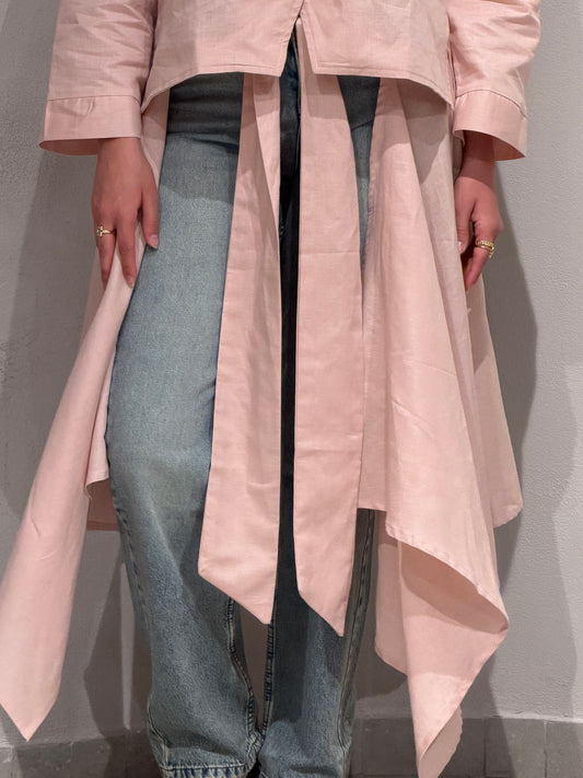 Wrapped Linen Skirt - POWDER PINK