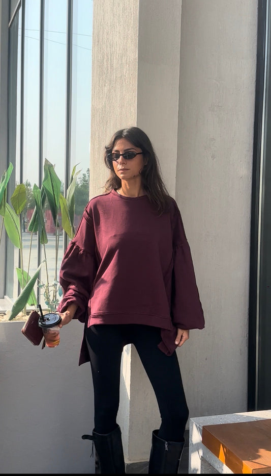 Puffy Sweatshirt -  Burgandy