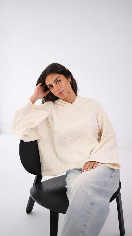 Knitted Cropped Top - Beige