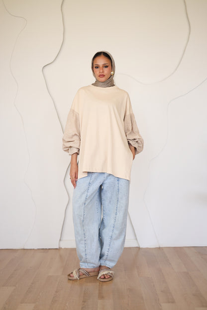 Guper Sleeves Shirt - BEIGE