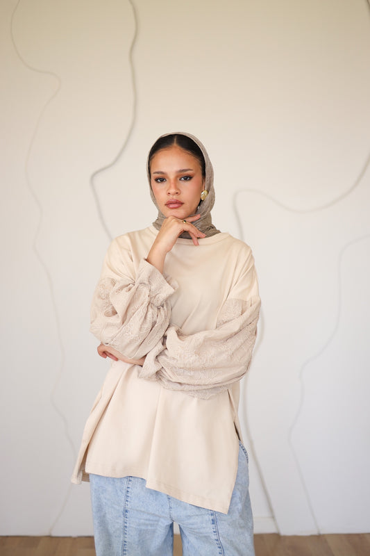 Guper Sleeves Shirt - BEIGE