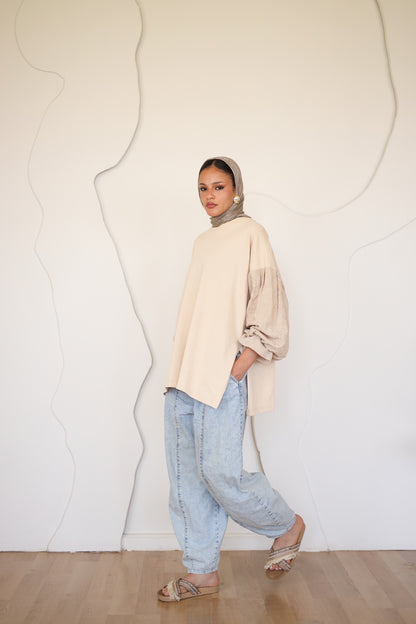 Guper Sleeves Shirt - BEIGE