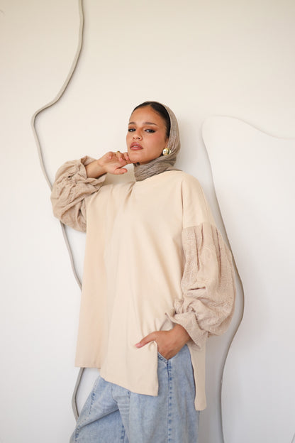 Guper Sleeves Shirt - BEIGE
