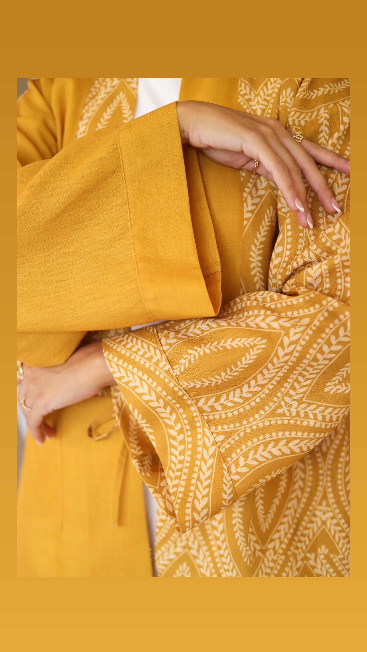 LINEN PRINTED KIMONO - YELLOW
