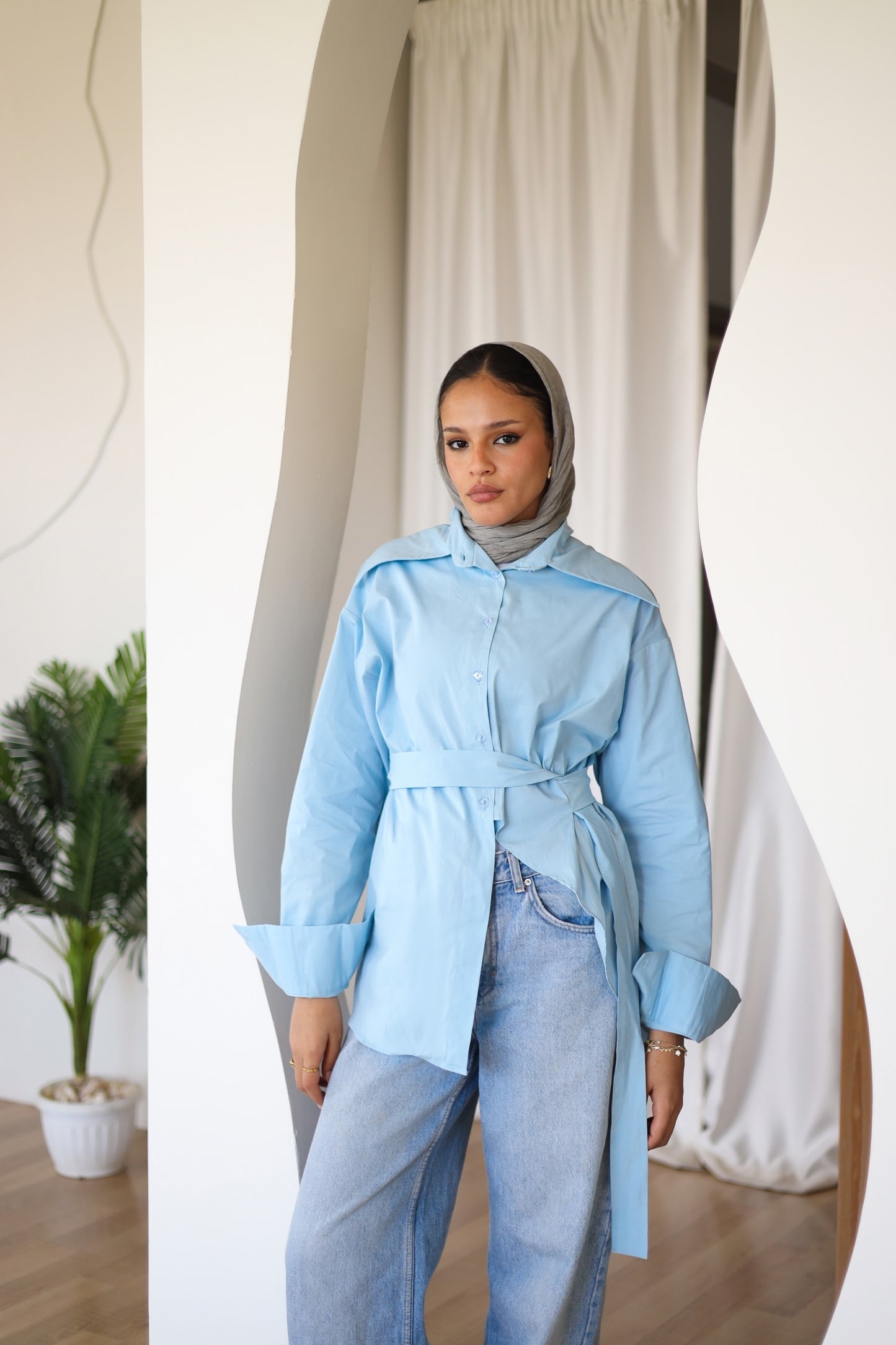 Poplin Wrapped Chemise - BABY BLUE