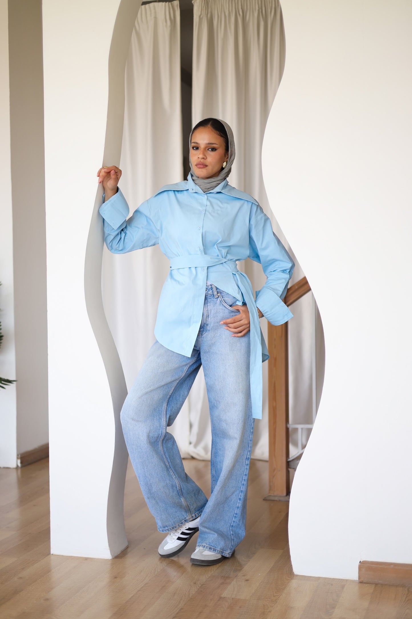 Poplin Wrapped Chemise - BABY BLUE