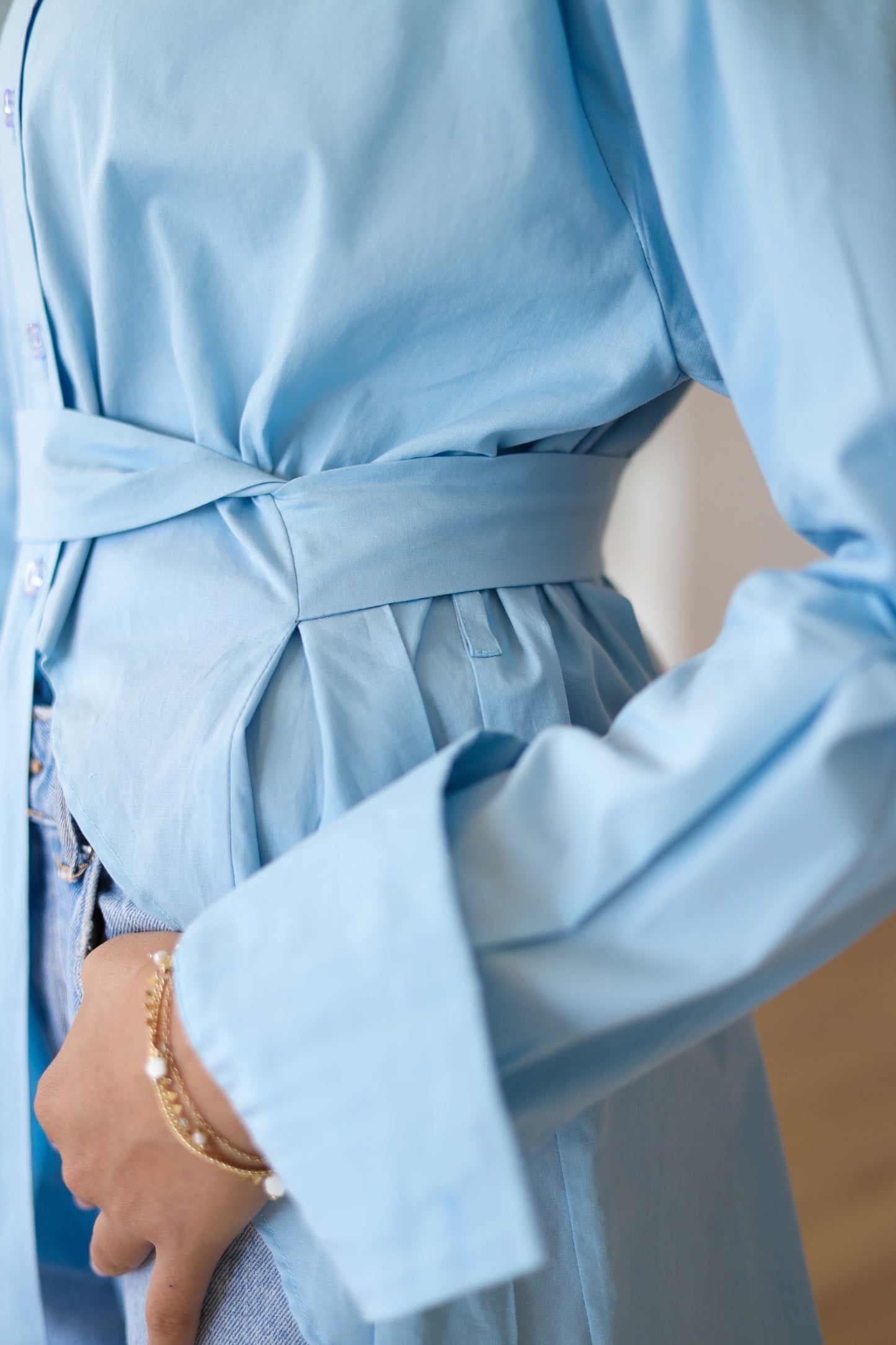 Poplin Wrapped Chemise - BABY BLUE