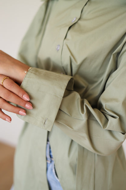 Poplin Wrapped Chemise - OLIVE