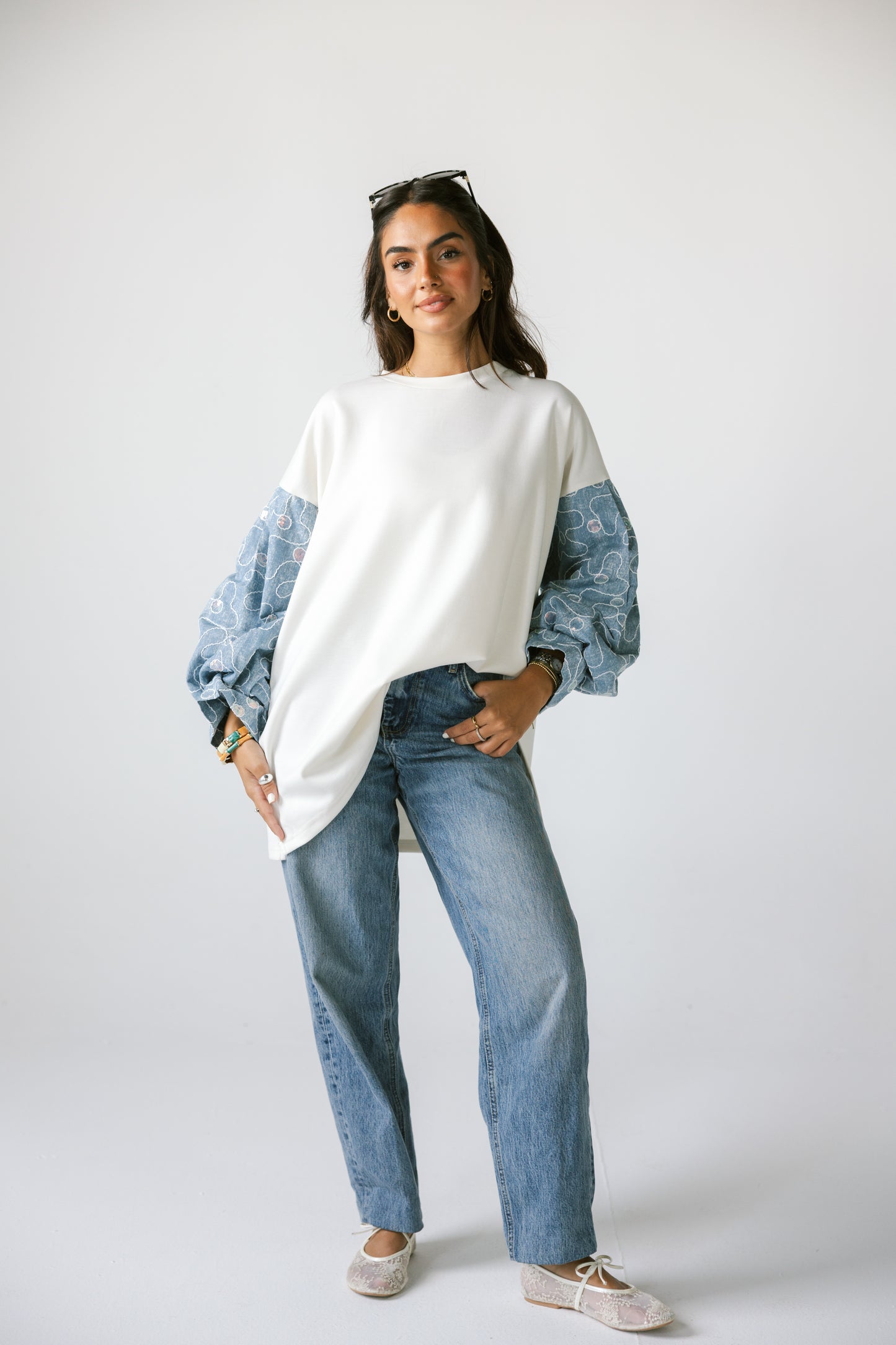 Denim Sleeves Shirt - OFFWHITE