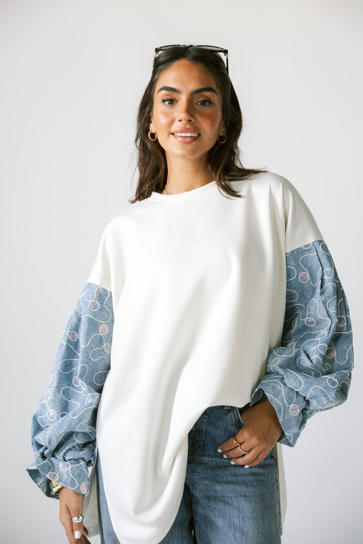 Denim Sleeves Shirt - OFFWHITE