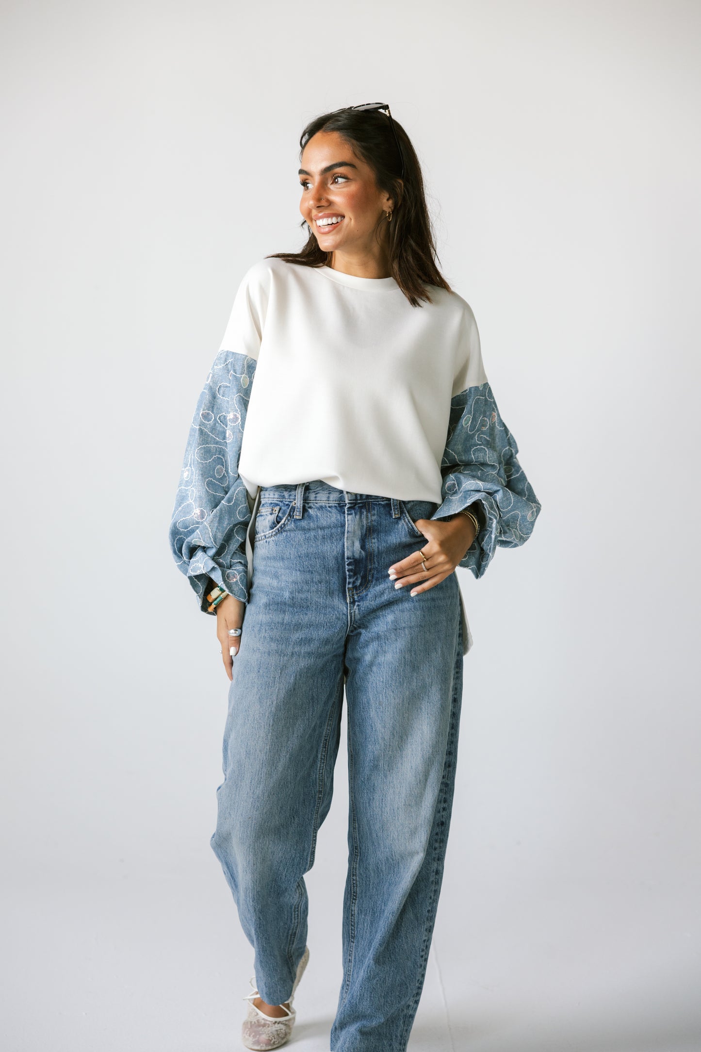 Denim Sleeves Shirt - OFFWHITE