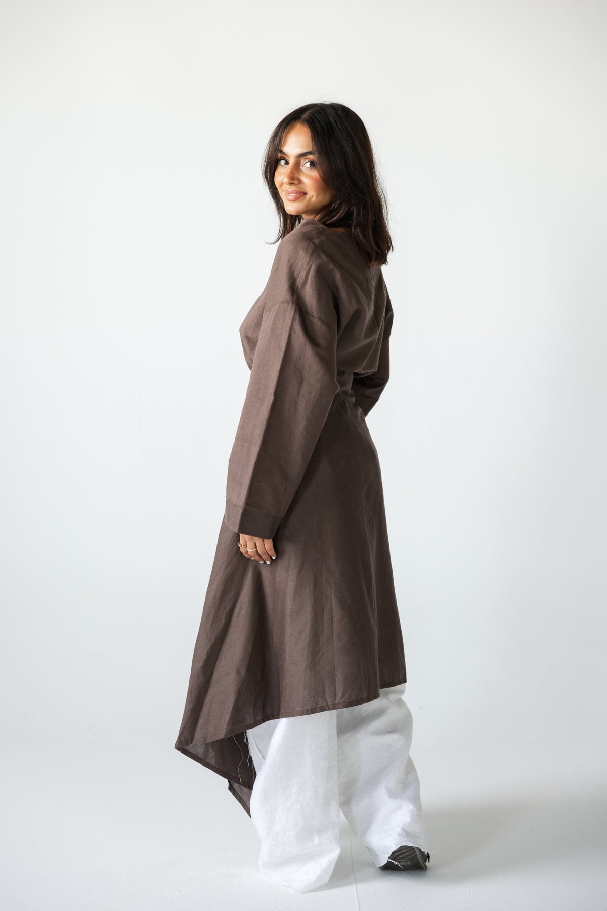 Pure Linen Shirt - BROWN