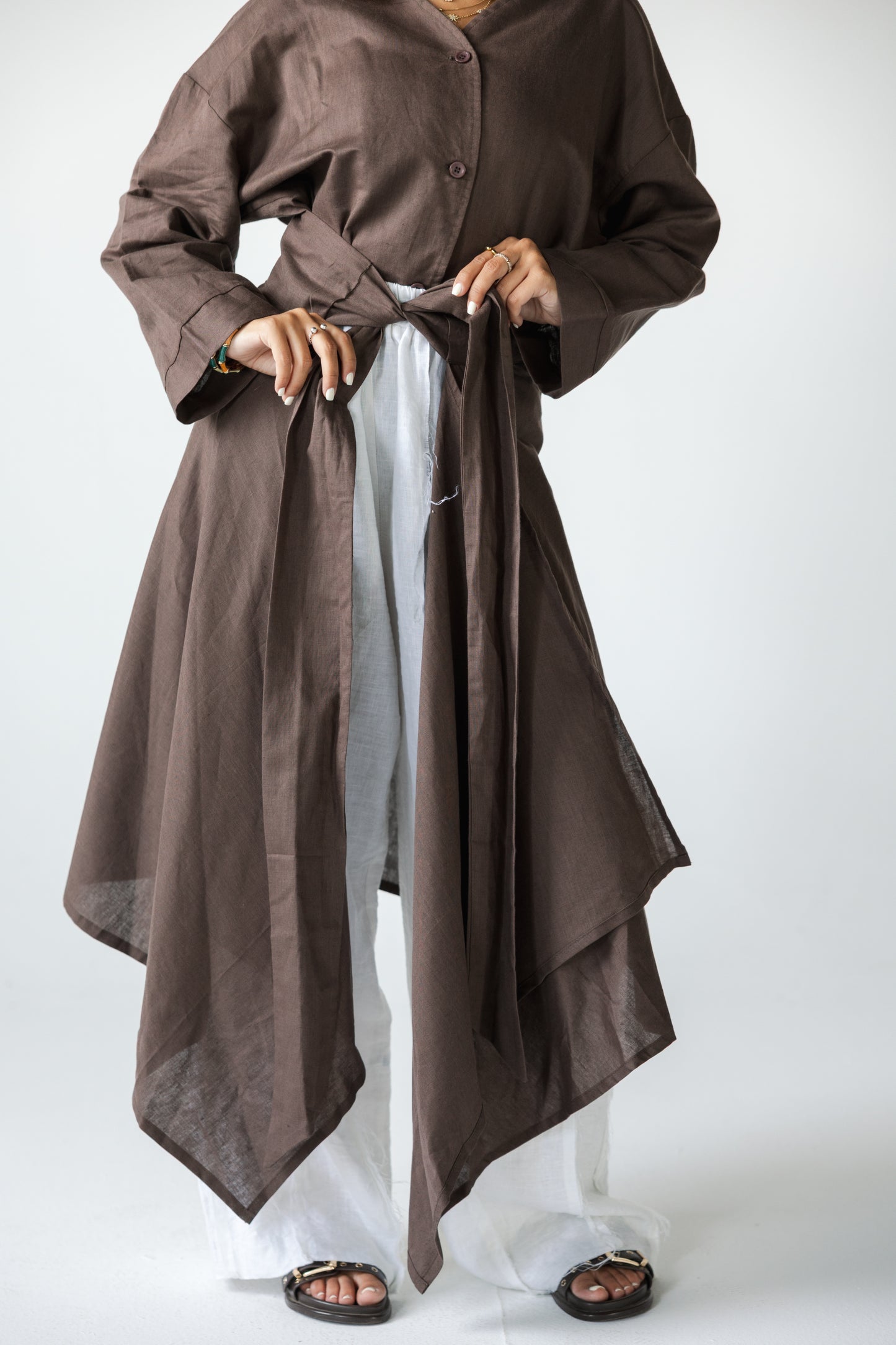 Wrapped Linen Skirt- BROWN