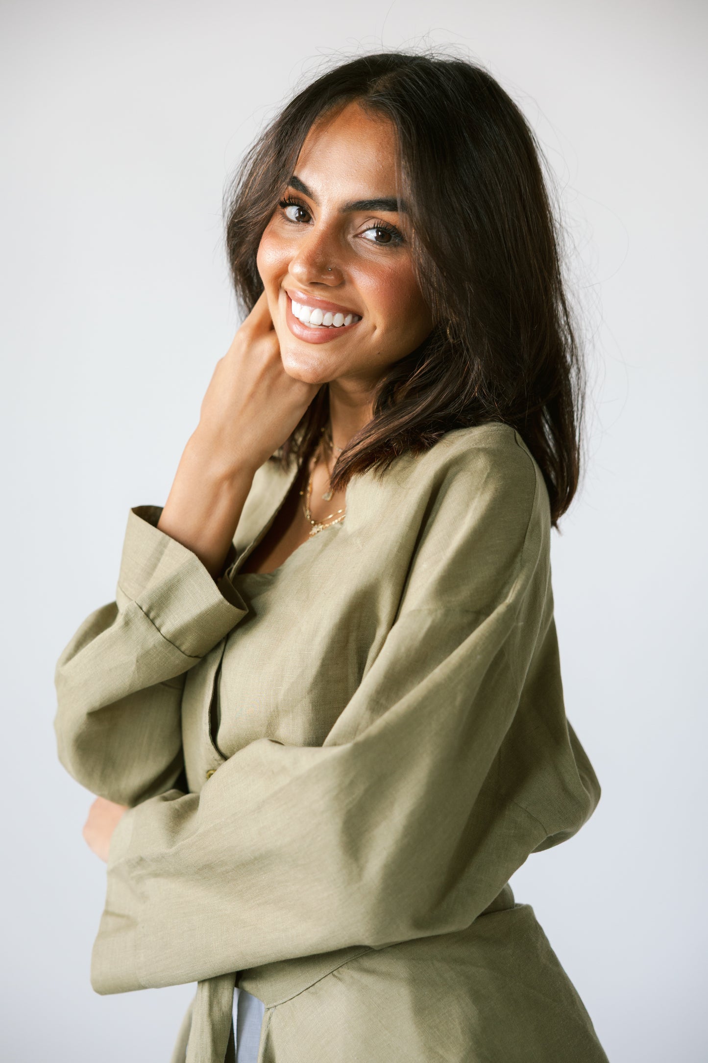 Wrapped Linen Skirt- DARK LIME