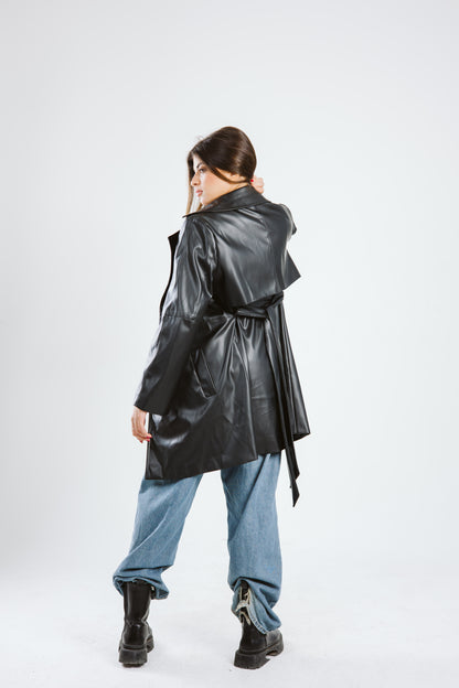 Leather Trench coat - Black