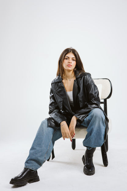 Leather Trench coat - Black