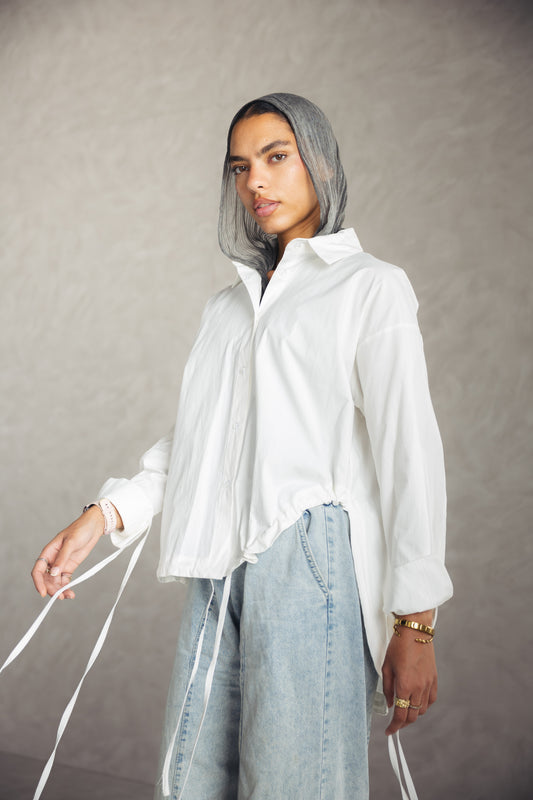 High Low Poplin Shirt - OFFWHITE