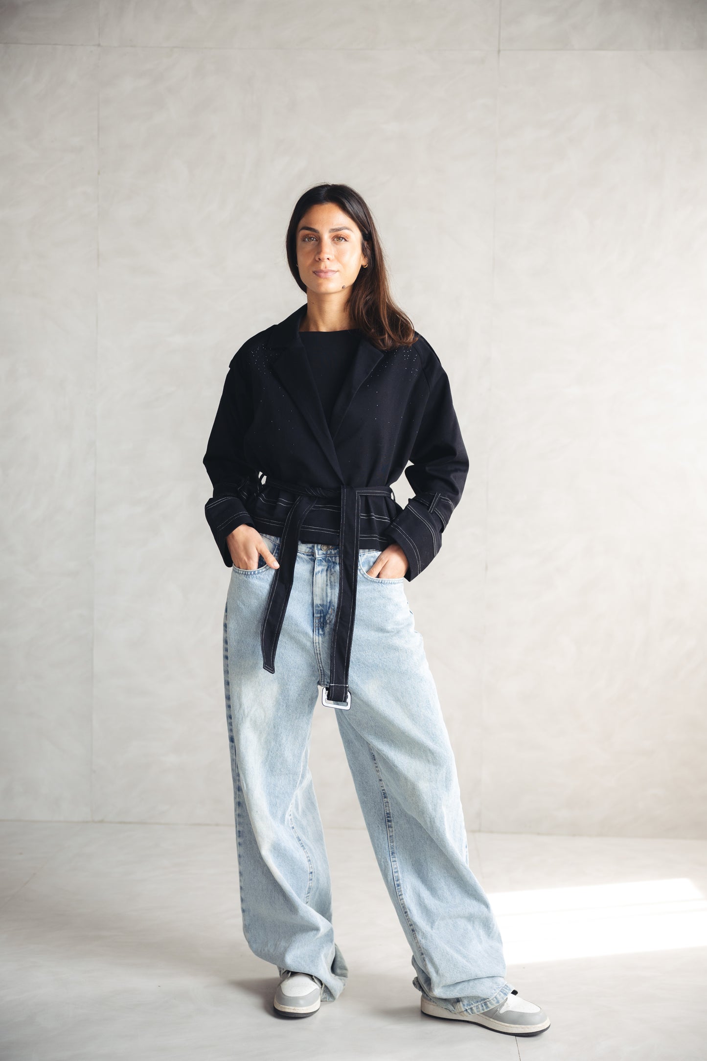 Studdes Cropped Jacket - BLACK