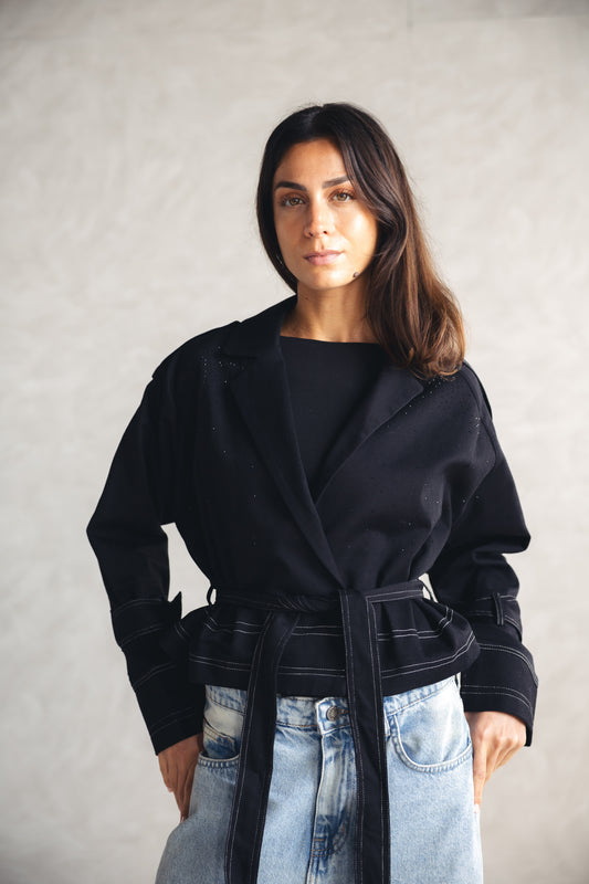 Studdes Cropped Jacket - BLACK