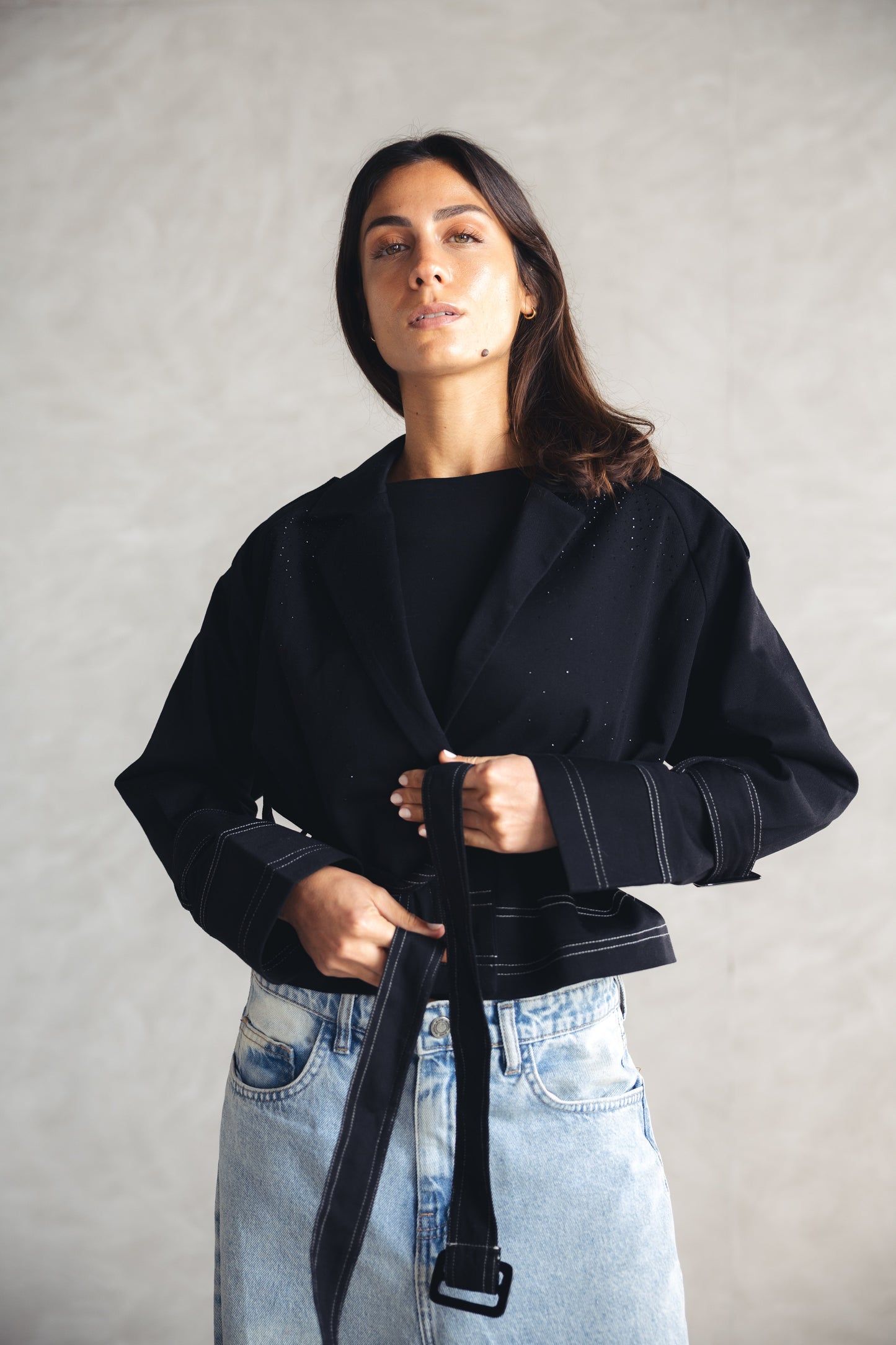 Studdes Cropped Jacket - BLACK