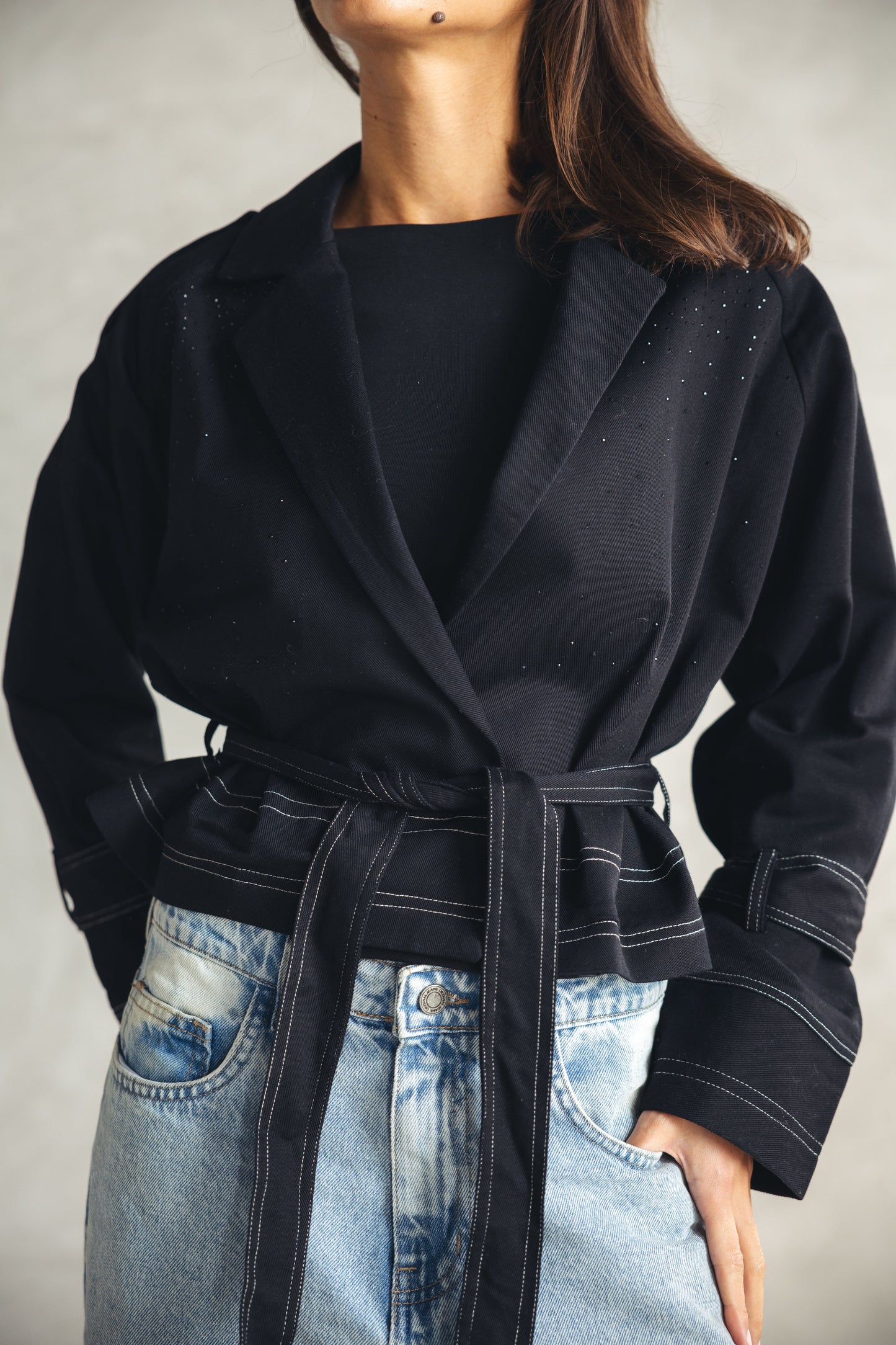 Studdes Cropped Jacket - BLACK
