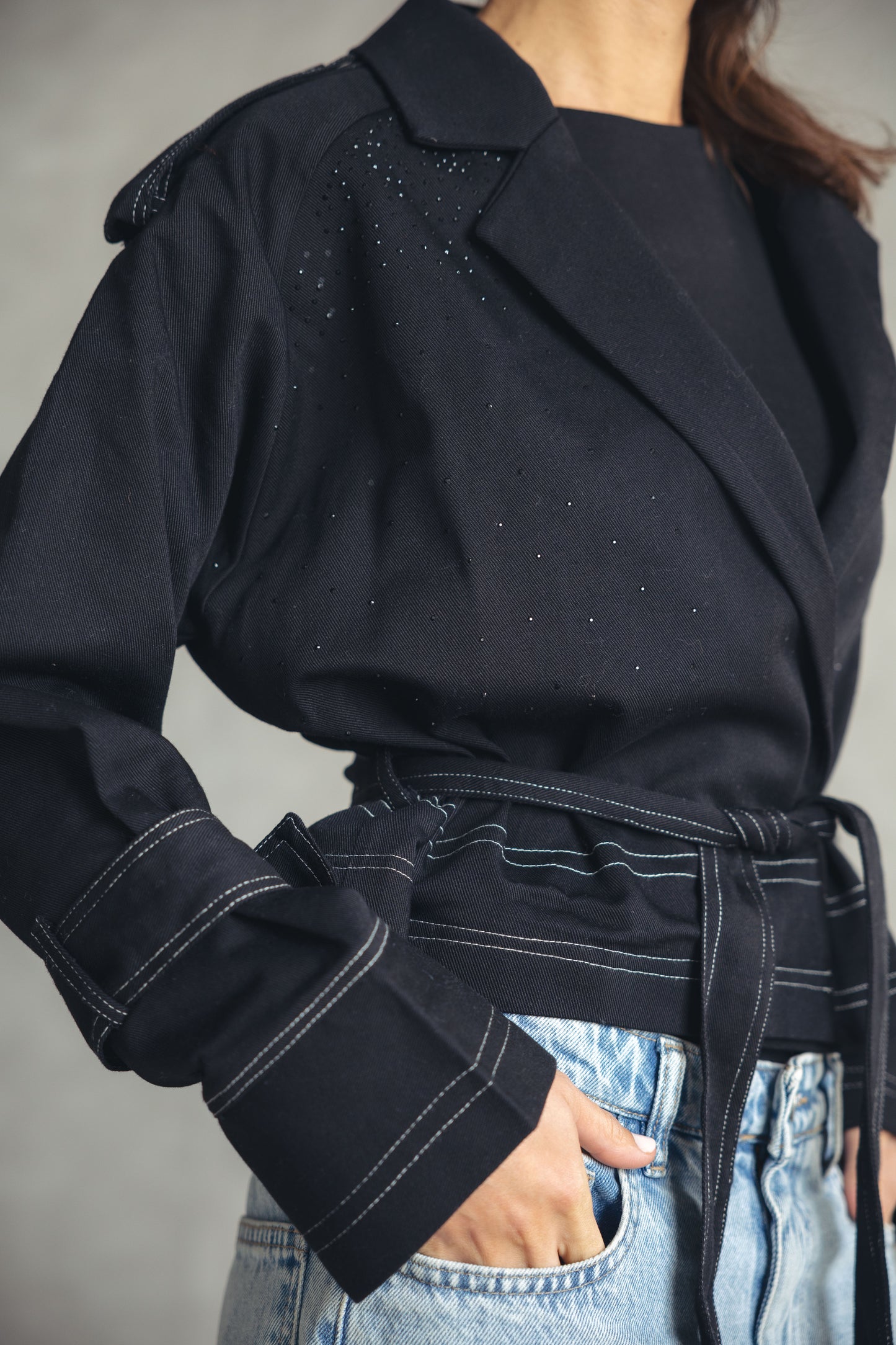 Studdes Cropped Jacket - BLACK